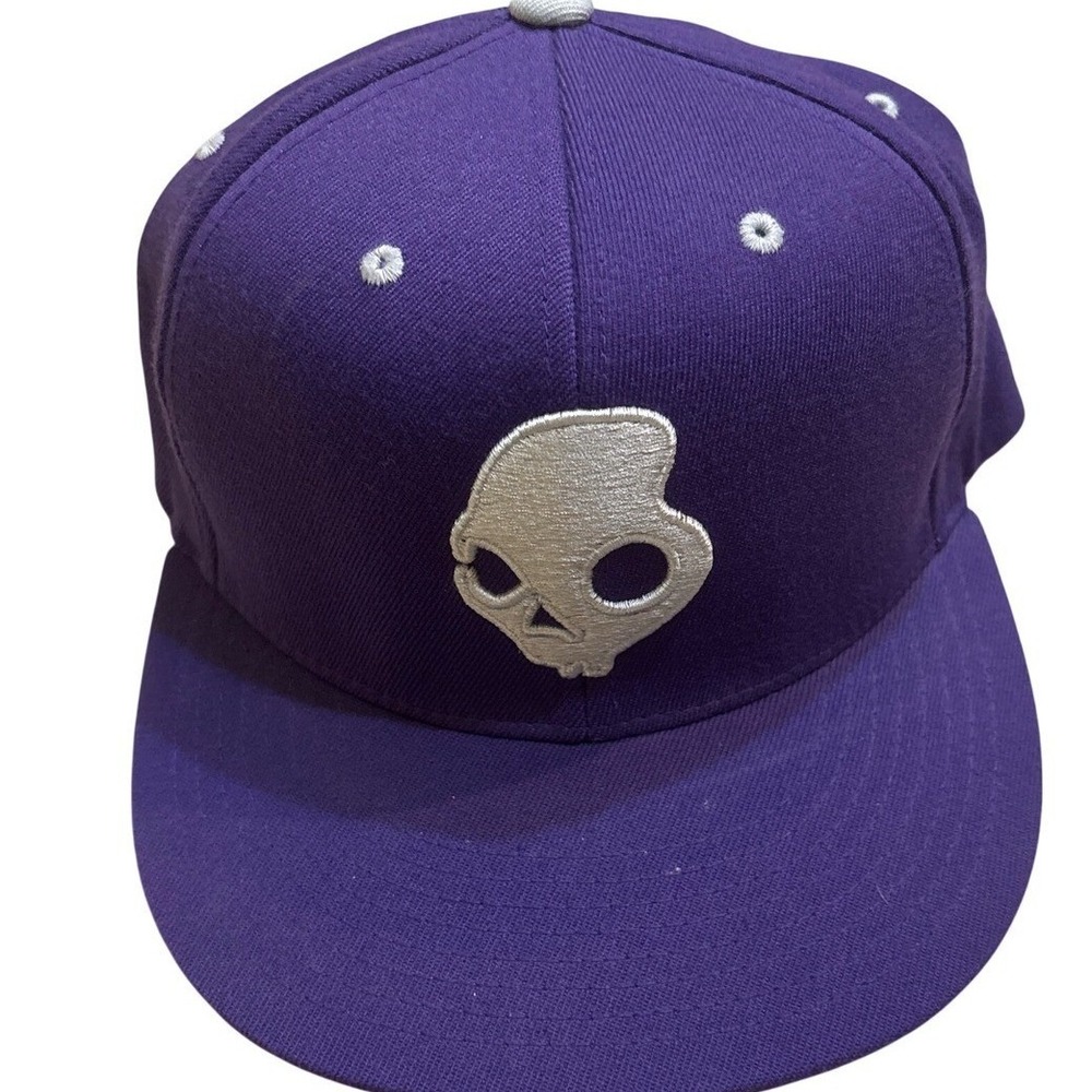 Skullcandy Hat Mens S-M Purple Flat Brim Flexfit Skull Logo Excellent condition